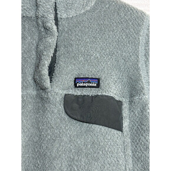 Girl's Patagonia Gray Polartec Fleece Pullover Pockets Snap Long-Sleeve - 12 - Picture 6 of 15